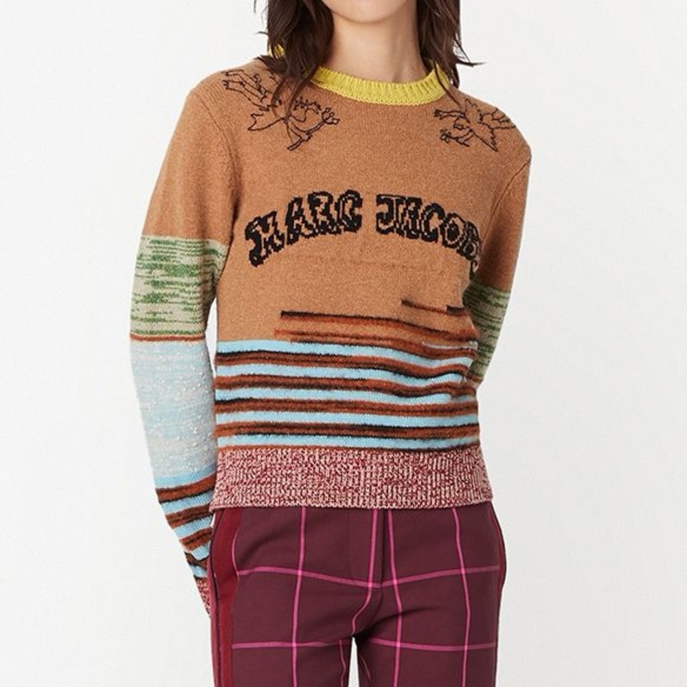 🔥🔥🔥NEW Marc Jacobs The Tattoo Crewneck Printed Wool Sweater - Picture 3 of 11
